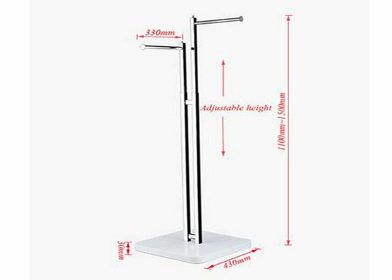 Brushed Steel Material Garment Display Stands With Wooden Bottom supplier